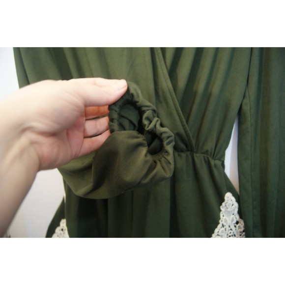 Alter'd State Small Green Romper Lace Detailing & Gathered Long Sleeves Olive - Picture 7 of 9